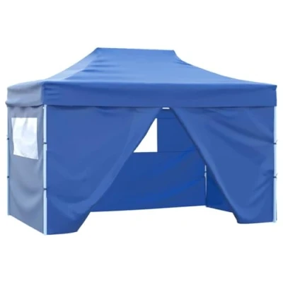 Afbeelding van vidaXL Vouwtent Pop up met 4 Zijwanden 3x4,5 m Blauw Feesttent Tuintent Tent