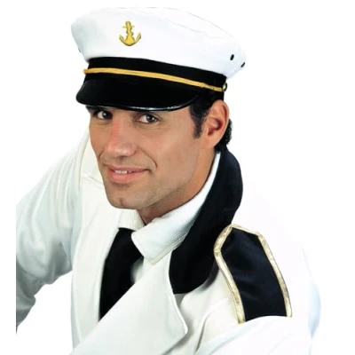 Afbeelding van Widmann Kapitein &amp; Matroos Zeeman Kostuum Stoffen Kapiteinsmuts Zwart, Wit / Beige Carnavalskleding Verkleedkleding