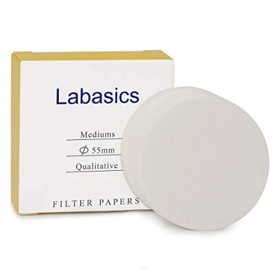 Afbeelding van Labasics Kwalitatieve Filterpapier, 55 mm Diameter Cellulosefilterpapier met 15 20 Micron Deeltjesretentie Gemiddelde Filtratiesnelheid, Pak Van 100