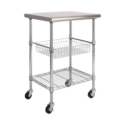 Afbeelding van Seville Classics Multifunctionele trolley roestvrij staal zilver