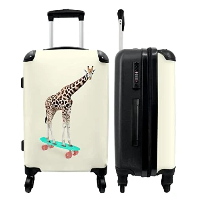 Afbeelding van NoBoringSuitcases.com Grote koffer Kinderkoffer giraffe geschikt voor jongens en meisjes Reiskoffer met 4 wielen slot Trolley op wieltjes 60 liter Rolkoffer groot kinderen Ruimbagage valies 20kg Suitcase large Bagagekoffer medium