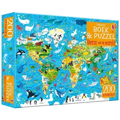 Afbeelding van Uitgeverij usborne boek en puzzel 200st dieren van de wereld
