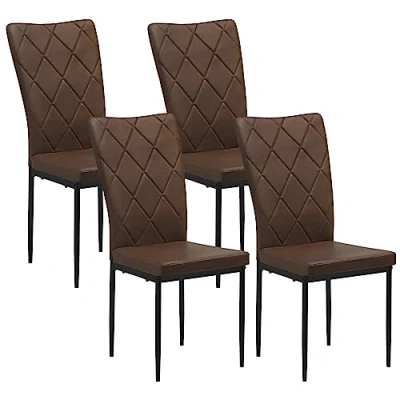 Afbeelding van WOLTU Eetkamerstoelen, set van 4, keukenstoel, met hoge rugleuning, gestoffeerde stoel metalen poten, Kunstleer, voor eetkamer, eettafel, keuken, woonkamer, Donkerbruin, BH380dbr 4