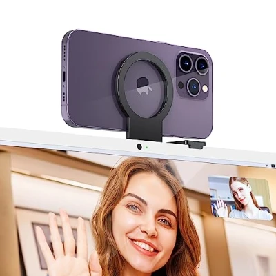 Afbeelding van PROfezzion Continuity Camerahouder Mag Safe Webcamhouder voor iMac 2017 en nieuwer, Pro 2017, Studio Display, Display XDR, iPhone 15 14 13 12 &amp; Case