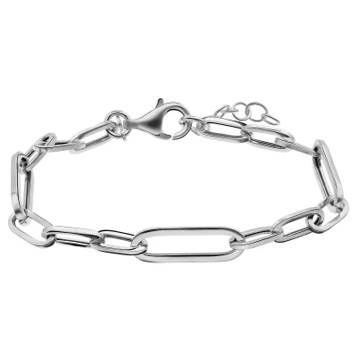 Afbeelding van Lucardi Dames Zilveren paperclip Armband 925 Zilver 19 cm