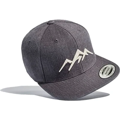 Afbeelding van Outdoor Cap Heren Flexfit Snapback : Vintage Mountain &amp; 3 Peaks Basecap Dames Klimuitrusting Wandelen Accessoires, Grijs pieken, One size