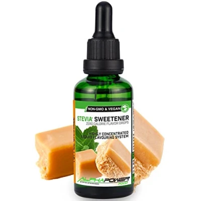 Afbeelding van ALPHAPOWER FOOD® Stevia Flavour Drops, flüssig liquid 1x50ml Aroma Toffee Caramel, Lebensmittel flavor Konzentrat &amp; Geschmackstropfen Flave Tropfen ohne Zucker, Flavdrops zum Essen Backen