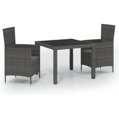 Afbeelding van vidaXL 3 delige Tuinset met kussens poly rattan grijs