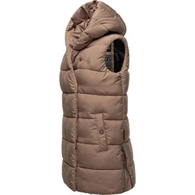 Afbeelding van Navahoo Dames warm gewatteerd vest met capuchon Madilynaa XS XXL, Dark Taupe, XL