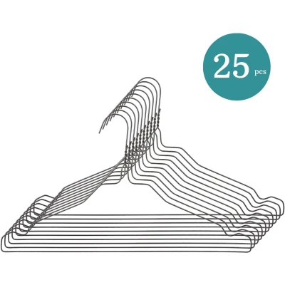 Afbeelding van Nordix Kledinghangers Set 25 stuks Metaal Zwart Draadhanger Kleerhangers