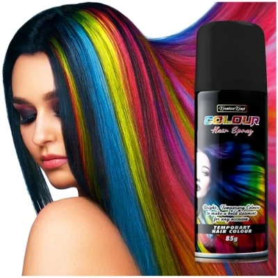 Afbeelding van Tijdelijke haarverfspray, haarkleur uitwasbaar (1 x 200 ml) haarspray voor carnaval (zwart)
