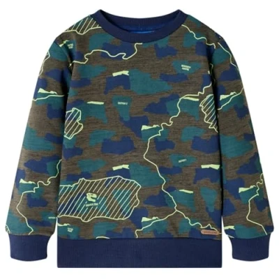 Afbeelding van Kindershirt met print 116 gemleerd donkerkakikleurig