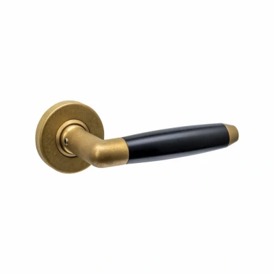 Afbeelding van Intersteel Deurkruk Combinatie op rozet verdekt ø53x10mm PVD messing getrommeld/zwart