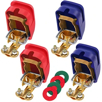 Afbeelding van Bolatus 2 paar accuklemmen, 12 V, accupoolklemmen, snelklemmen, set van V (rood en blauw)