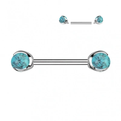 Afbeelding van piercing natuursteen met claw Turquoise 1.6x14
