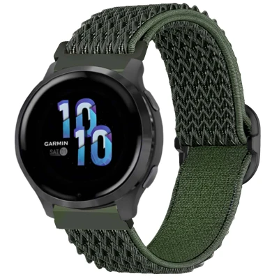 Afbeelding van Elastisch nylon bandje Universeel 22 mm aansluiting Donkergroen iMoshion Textiel