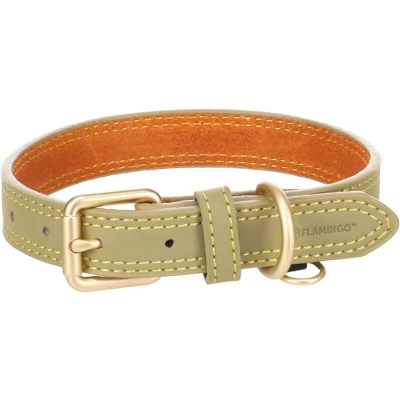 Afbeelding van Flamingo Hondenhalsband Virginia groen S/M, 31 39 cm, 20 mm, met een ring voor identificatielabel, genaaid hogere weerstand
