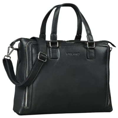 Afbeelding van STILORD &#039;Claire&#039; Business Bag Dames Leder 15 inch laptoptas DIN A4 retro aktetas grote schoudertas en handtas kantoor, Kleur:zwart
