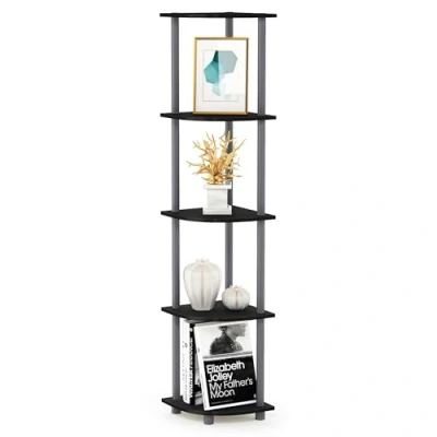Afbeelding van Furinno, multifunctioneel rek met 3 niveaus 5 niveaus. Ebenen zwart/grijs