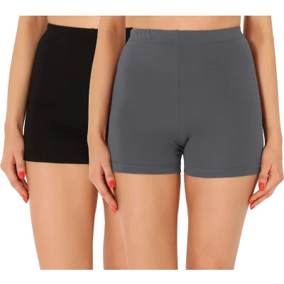 Afbeelding van Merry Style Dames Shorts Fietsbroek Onderbroek Hotpants van Katoen 2Pack MS10 358 (2Pack Zwart/Grijs, XL)