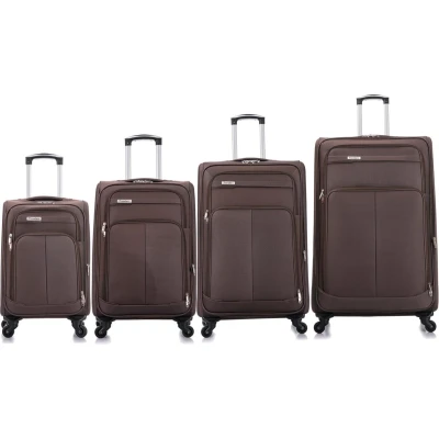Afbeelding van Kofferset Travelerz 4 delig softcase wielen reisbagage Bruin