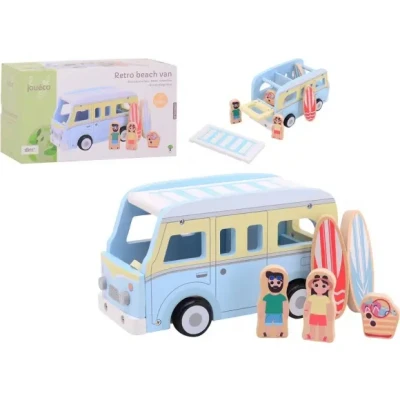 Afbeelding van Joueco Houten Retro Strandbus met Accessoires