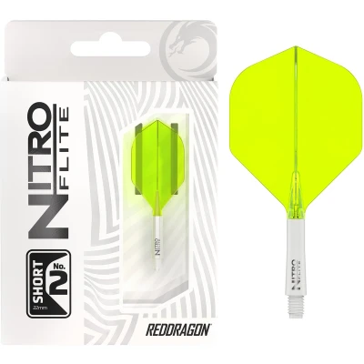 Afbeelding van RED DRAGON Nitro Flite Integrated Flight &amp; Shaft System, nr. 2 vorm en design, wit geel, korte lengte