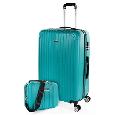 Afbeelding van ITACA Middelgrote Koffer. Medium Trolley Reiskoffer van ITACA. Lichtgewicht ABS Harde Schaal 4 Wielen Cijferslot T71560B, Muntgroen