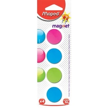 Afbeelding van Maped Magneten Op Blister Diameter 27 Mm, 4 Stuks, 1 Kleur Per (groen, Blauw Of Fuchsia)