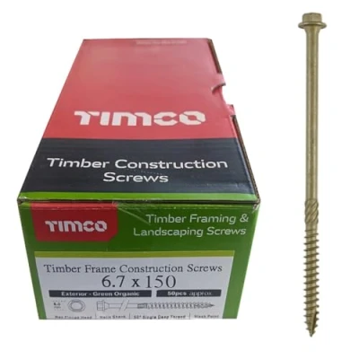 Afbeelding van TIMCO 150IN Index Hex Head Hout Schroef 6.7x150 Organisch Groen (Doos van 50)