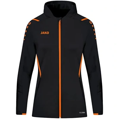 Afbeelding van Jas met kap Challenge Zwart/fluo oranje / 40