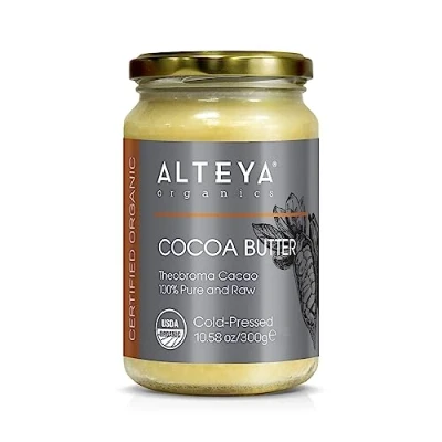 Afbeelding van Alteya Organic cacaoboter 350ml 100% USDA gecertificeerde biologische puur natuurlijke geraffineerde (Theobroma Cacao)