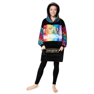Afbeelding van Rainbow High Hoodiedeken voor kinderen, meisjes, oversized knuffeldeken met mouwen, warme fleece, capuchontrui, tieners, draagbare deken, hoody Meerkleurig, Eén maat