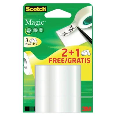 Afbeelding van Plakband Scotch Magic 19mmx15m 2+1 gratis onzichtbaar