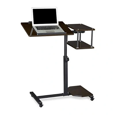 Afbeelding van Relaxdays in hoogte verstelbaar Notebook Stand/Sofa Tafel Laptop Bureau met Wielen, Hout, Zwart, 100x77x40cm