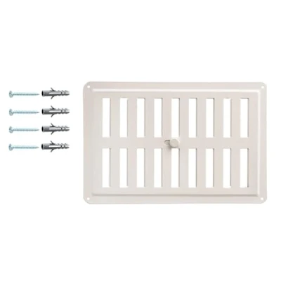 Afbeelding van Aangepast Metalen Ventilatierooster, Gepoedercoat in Wit RAL 9016, Geregeld Ventilatierooster Witte Kleur, Open Dicht 23 x 15 cm.
