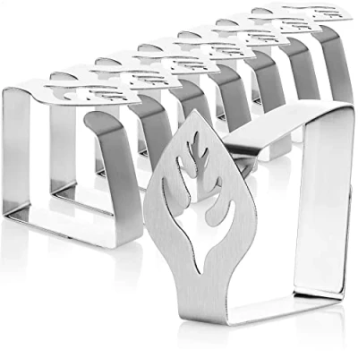 Afbeelding van COM FOUR® 8x premium tafelkleedclips van roestvrij staal, tafelclips voor binnen en buiten, met decor op de (08 stuks / vel)