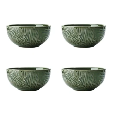 Afbeelding van Mikasa Jardin 4 delige Dip Bowl Set, Bowls voor Entertainment en Feesten, Groen Aardewerk Serveerkommen, 10 cm Geschenkdoos