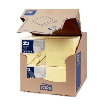 Afbeelding van Tork Lunchservet 33x33cm 2 laags 1/4 vouw Champagne 477153