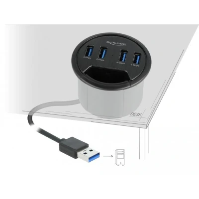 Afbeelding van Delock 4 Port Tisch Hub mit x SuperSpeed USB Typ A