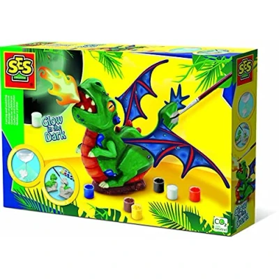 Afbeelding van SES Gieten en schilderen Draak sneldrogend glow in the dark met vormpjes, gips, verf penseel