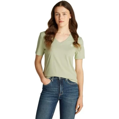 Afbeelding van Calvin Klein Jeans Dames Ck Embro Badge V hals Tee S/S Gebreide Tops, Celadon Groen, XXS