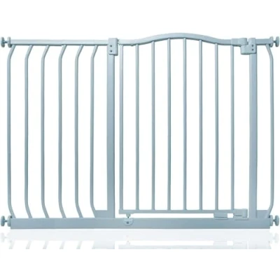 Afbeelding van Safetots Traphekje met Gebogen Bovenkant Assortiment, 98cm 107cm (69 opties beschikbaar), Mat Grijs, Drukbevestiging Traphekje, Babyhekje voor Deuren Gangen en Ruimtes, Veiligheidsbarrière, Eenvoudige Installatie