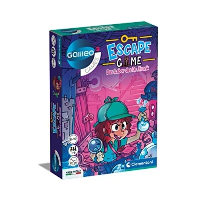 Afbeelding van Clementoni Escape Game 59226 Het laboratorium van Dr. Frank gezelschapsspel om te puzzelen en raadselen, inclusief hintskaarten rekwisieten, familiespel vanaf 8 jaar, ideaal als cadeau