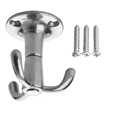 Afbeelding van 5 stuks SOTECH draaibare kapstokhaken Tromso aluminium gepolijst 3 ophanghaakjes 53 x 50 mm voor plafondmontage