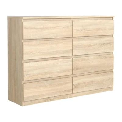 Afbeelding van MebLocker Commode met 8 laden 140 cm Ideaal voor woonkamer, slaapkamer, kinderkamer, tienerkamer en kantoor Moderne elegante oplossing stijlvolle opslag organisatie (wit Sonoma)