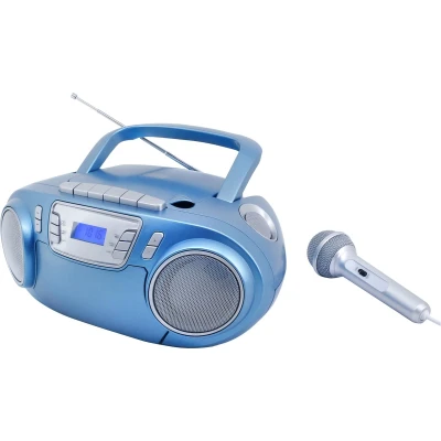 Afbeelding van Soundmaster SCD5800BL Boombox met FM radio, cassettespeler, CD en externe microfoon, blauw