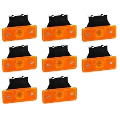Afbeelding van VNVIS Set van 8 oranje led positielichten 24 V 12 met rubberen houders voor chassis, aanhanger, vrachtwagen, aanhangwagen