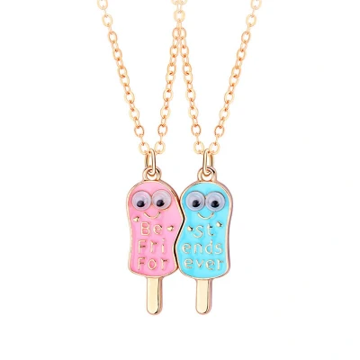 Afbeelding van Bixorp Friends Vriendschapsketting voor 2 met Ijsjes Goudkleurig Koord &quot;Best Forever&quot; BFF Ketting Cadeau