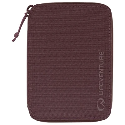 Afbeelding van Lifeventure rfid beschermde mini reisportemonnee tweevoudige portemonnee met ritssluiting en paspoorthouder voor reizen, milieuvriendelijk, recyclebaar materiaal, Pruim, One Size,